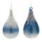 Melrose Beaded Teardrop Glass Christmas Ornaments - 6" - Navy Blue and Silver - 6ct
